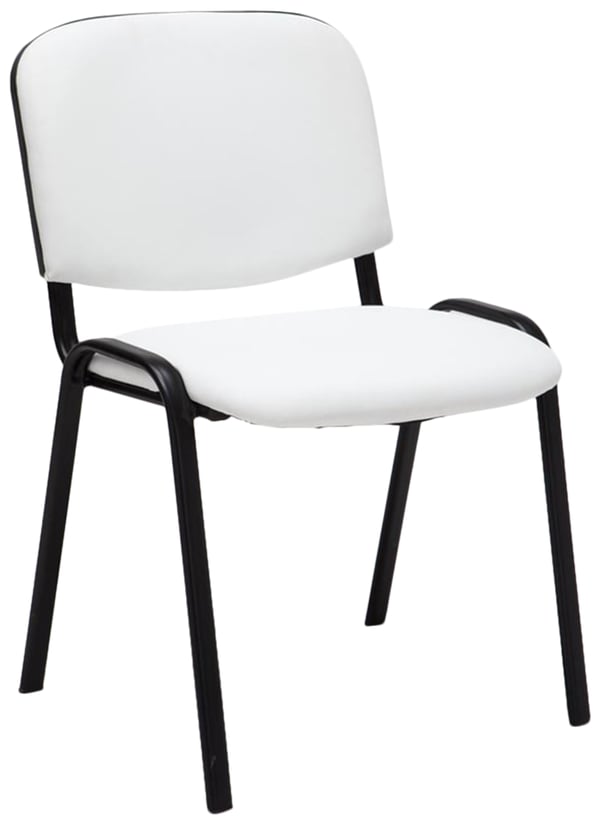 Stapelstol Ken I Konferensstol Med Konstläderöverdrag I Svart Metallram