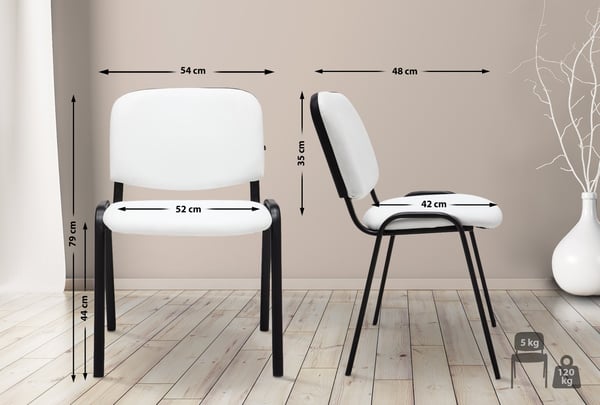 Stapelstol Ken I Konferensstol Med Konstläderöverdrag I Svart Metallram