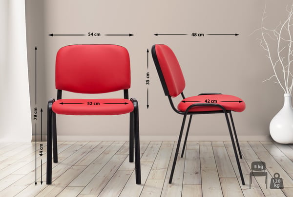 Stapelstol Ken I Konferensstol Med Konstläderöverdrag I Svart Metallram