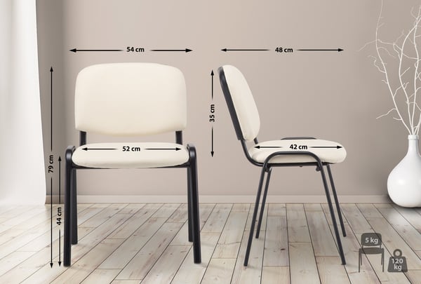 Stapelstol Ken I Konferensstol Med Konstläderöverdrag I Svart Metallram