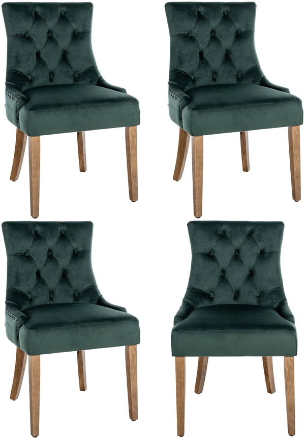 Uppsättning av 4 matstolar Aberdeen Velvet I med högkvalitativ klädsel och sammetsklädsel I Stoppad stol med gummi träram Uppsättning av 4 matstolar Aberdeen Velvet I med högkvalitativ klädsel och sammetsklädsel I Stoppad stol med gummi träram