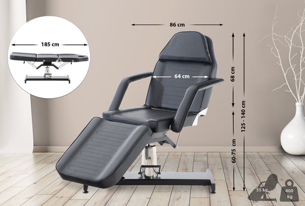 Hydraulisk skönhetsbänk | Roterbar massagebänk med konstläderöverdrag