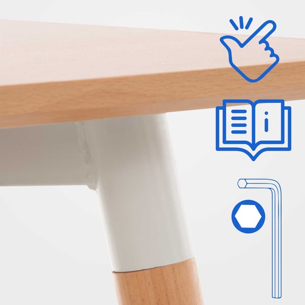 Köksbord Viborg I Matbord i skandinavisk design för vardagsrummet med bordsskiva i MDF I Stativ i bokträ, justerbara golvskydd