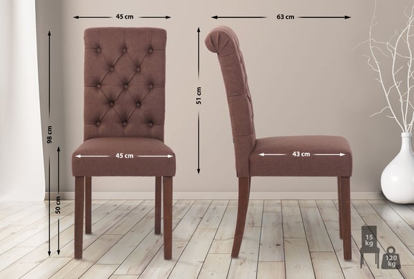 Matstol Lisburn I Sammet I Tyg I Stoppad Stol Quiltsydd Chesterfield Design