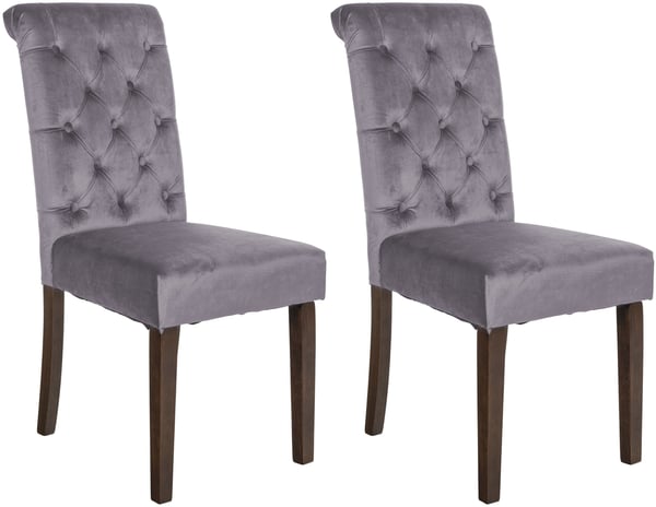 2-pack matstolar Lisburn I Sammet I Tyg I Stoppade Stolar Kviltad Chesterfield-design