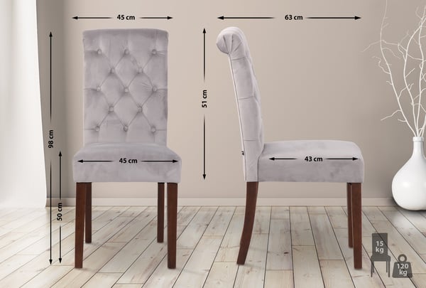 2-pack matstolar Lisburn I Sammet I Tyg I Stoppade Stolar Kviltad Chesterfield-design