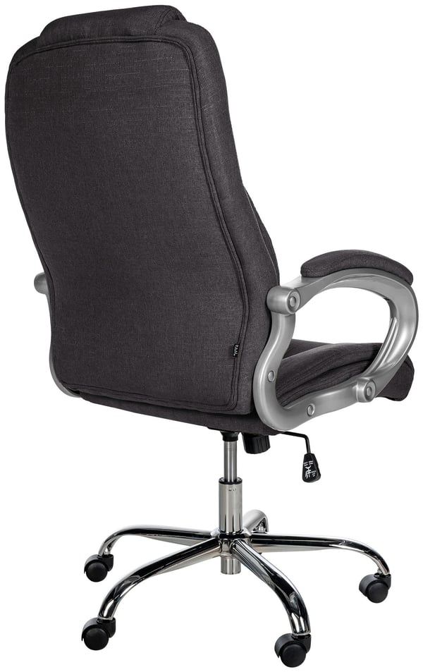 Ergonomisk kontorsstol Apoll XL, höjdjusterbar, snurrbar, med armstöd och gungmekanism, svart tyg, skrivbordsstol för kontor
