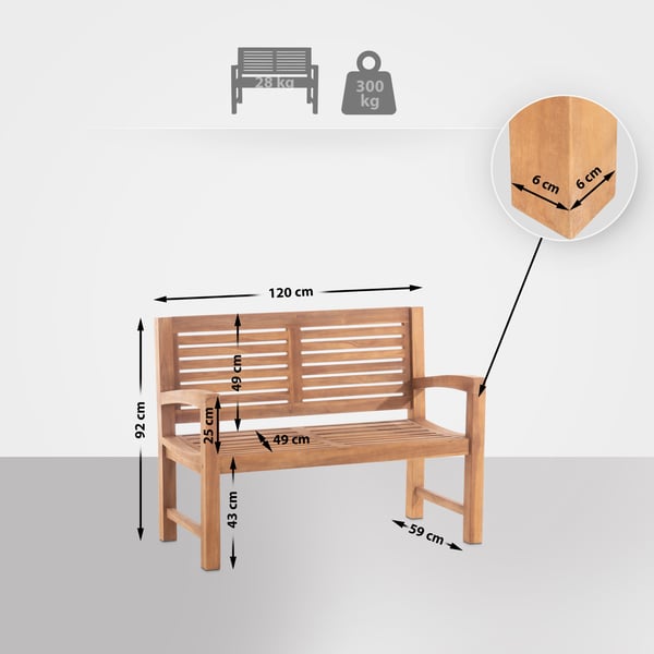 Teakbänk 120 cm med överdrag I Teakbänk med matchande skyddsöverdrag I Träbänk i olika varianter Inklusive överdrag