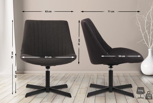 Lounger Granby I 360 asteen pyörivä rentotuoli kangasverhoilulla I Ergonominen muotoilu lattiaystävällisillä jalkasuojilla I Selkänojallinen nojatuoli