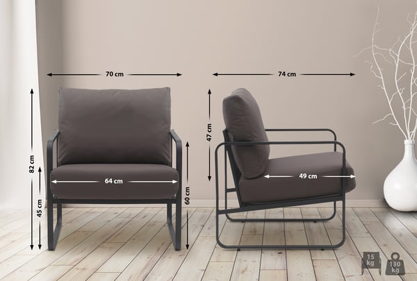 Lounger Manea I Relax-lænestol i kunstlæder eller stofbetræk I Med robust metalstel I Polstret klublænestol