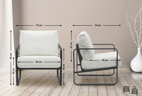 Lounger Manea I Relax-lænestol i kunstlæder eller stofbetræk I Med robust metalstel I Polstret klublænestol