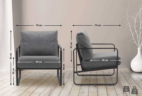 Lounger Manea I Relax-lænestol i kunstlæder eller stofbetræk I Med robust metalstel I Polstret klublænestol