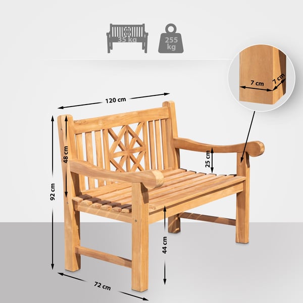 Teakbänk 120 cm med överdrag I Teakbänk med matchande skyddsöverdrag I Träbänk i olika varianter Inklusive överdrag