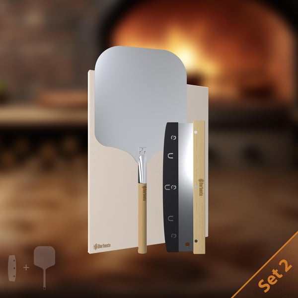 Cordierit pizzasten med receptbok I För ugn, grill 38x30 cm I Enskilt eller som set med pizzaskal och skärare