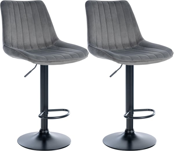 Set om 2 barstolar Toni velvet I Höjdjusterbar barstol med metallram I Bänkpall med integrerat fotstöd