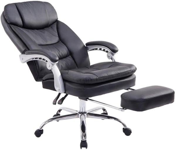 Ergonomisk kontorsstol med fotstöd XL Troy, skrivbordsstol vadderad konstläder, snurrstol höjdjusterbar upp till 160 kg viktkapacitet