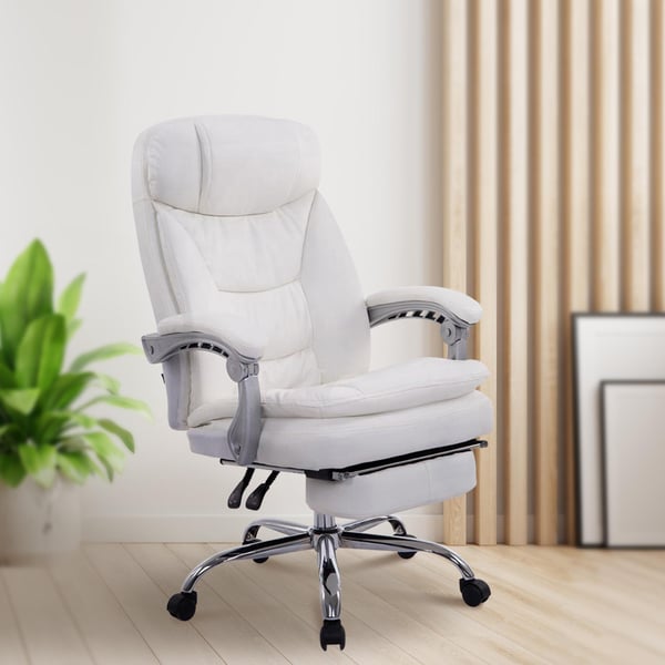 Ergonomisk kontorsstol med fotstöd XL Troy, skrivbordsstol vadderad konstläder, snurrstol höjdjusterbar upp till 160 kg viktkapacitet