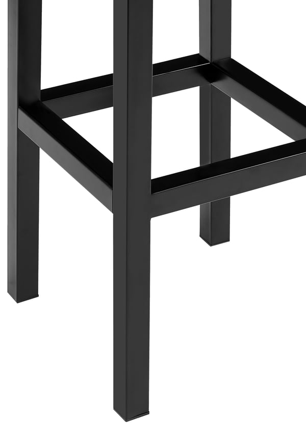 Taylor barstol i konstläder och tyg i sitthöjd 85 CM i fyrkantig barstol med svart metallram