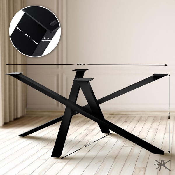 Finney bordsben I Bordslöpare för DIY-matbord I Bordsstativ av pulverlackerat stål I Höjd 72 cm