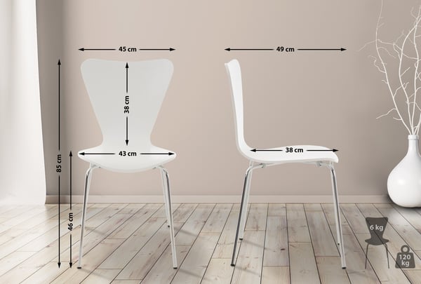 8x Konferensstol Calisto med Träsits och Stabilt Metallunderrede I 8x Utrymmessparande Stapelstol