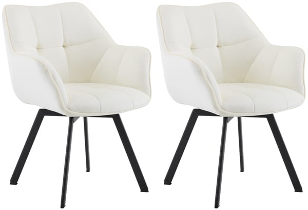 Sæt med 2 Jordi-spisestole i fløjl | Drejelig lænestol til opholds- og spiseområder | Ergonomisk design, bærende op til 150 kg