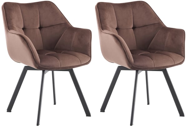 Sæt med 2 Jordi-spisestole i fløjl | Drejelig lænestol til opholds- og spiseområder | Ergonomisk design, bærende op til 150 kg