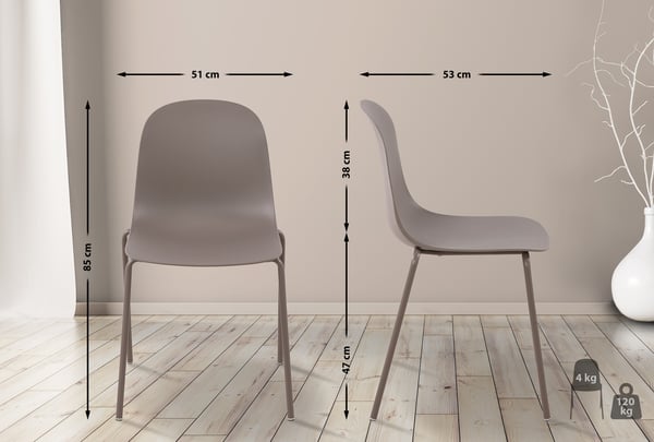 Set med 2 Hardin-stolar, stapelbara trädgårdsstolar, väderbeständiga och UV-resistenta, utomhusstol för balkong, terrass och matsal