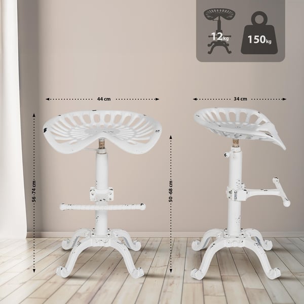 Barstol Butch med sits & fotstöd i gjutjärn | Barpall med metallram | Höjdjusterbar & tål upp till 150 kg