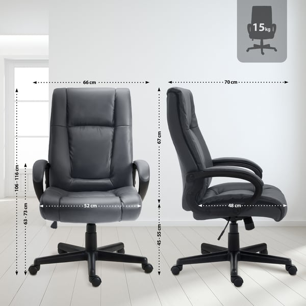 Ergonomisk kontorsstol med hjul och höjdjustering, höjdjusterbar kontorsstol med tiltfunktion, ryggvänlig, Sparta snurrstol