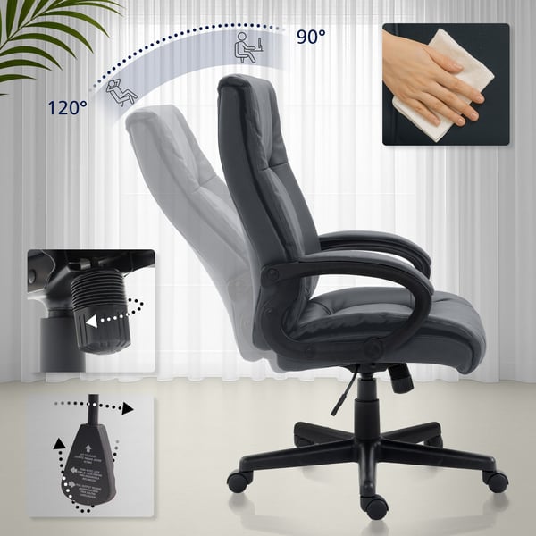 Ergonomisk kontorsstol med hjul och höjdjustering, höjdjusterbar kontorsstol med tiltfunktion, ryggvänlig, Sparta snurrstol