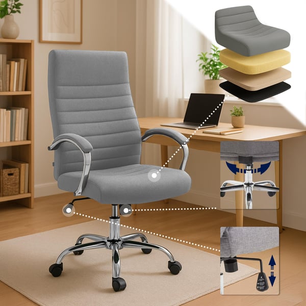 Ergonomisk kontorsstol Valais tyg, modern snurrstol med höjdjusterbar sits, tygbeklädd, maxvikt 136 kg
