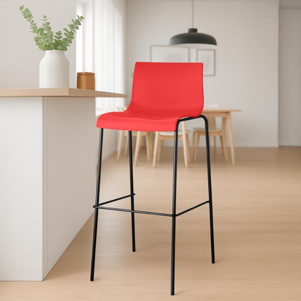 2-pack Barstolar Hover, ergonomisk med ryggstöd och fotstöd, plastsits, robust metallstativ, stapelbar