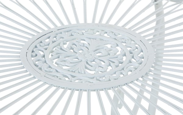 Runt tradgardsbord Sheela i jugendstil, pulvermålat järnbord, vädertåligt balkongbord för trädgård och terrass