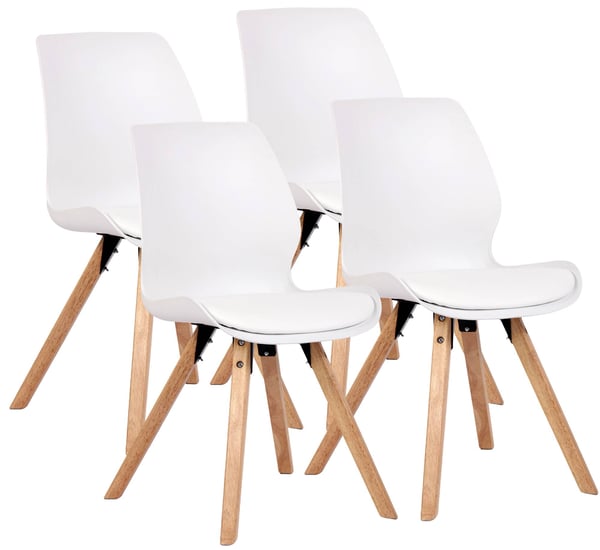 Spisebordsstol Luna - Sæt med 4 polstrede stole, moderne design med ryglæn, stabil op til 136 kg, perfekt til spisestue og stue
