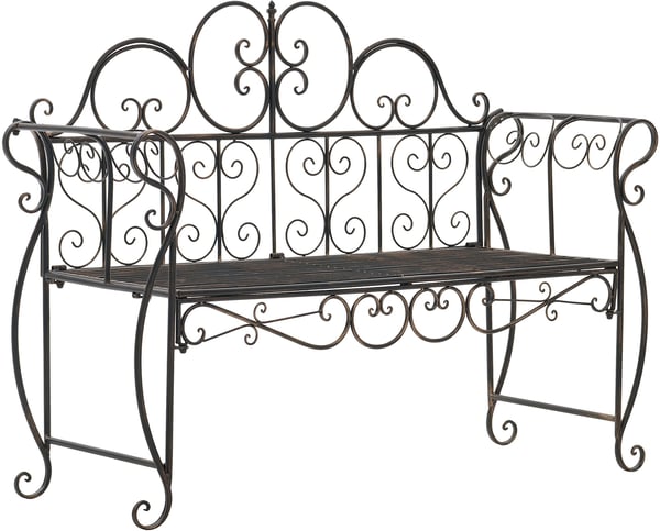 Havebaenk Minna, romantisk metalbaenk i art nouveau-stil med armlaen, ideel til have, terrasse og altan, belastning op til 180 kg Havebaenk Minna, romantisk metalbaenk i art nouveau-stil med armlaen, ideel til have, terrasse og altan, belastning op til 180 kg