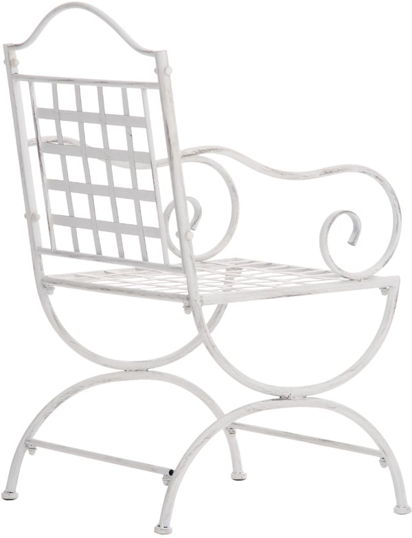 Havestol i metal Lotta, håndlavet i jugendstil, med armlæn og tværstænger, antik jern, robust stol til terrasse og have