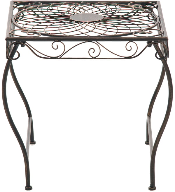 Havebord i jern Zarina, romantisk sidebord i ornamenteret art nouveau-stil til have, terrasse og altan, med gulvbeskyttere