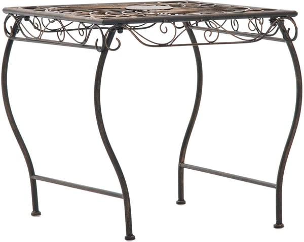Havebord i jern Zarina, romantisk sidebord i ornamenteret art nouveau-stil til have, terrasse og altan, med gulvbeskyttere