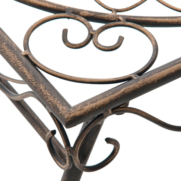 Havebord i jern Zarina, romantisk sidebord i ornamenteret art nouveau-stil til have, terrasse og altan, med gulvbeskyttere