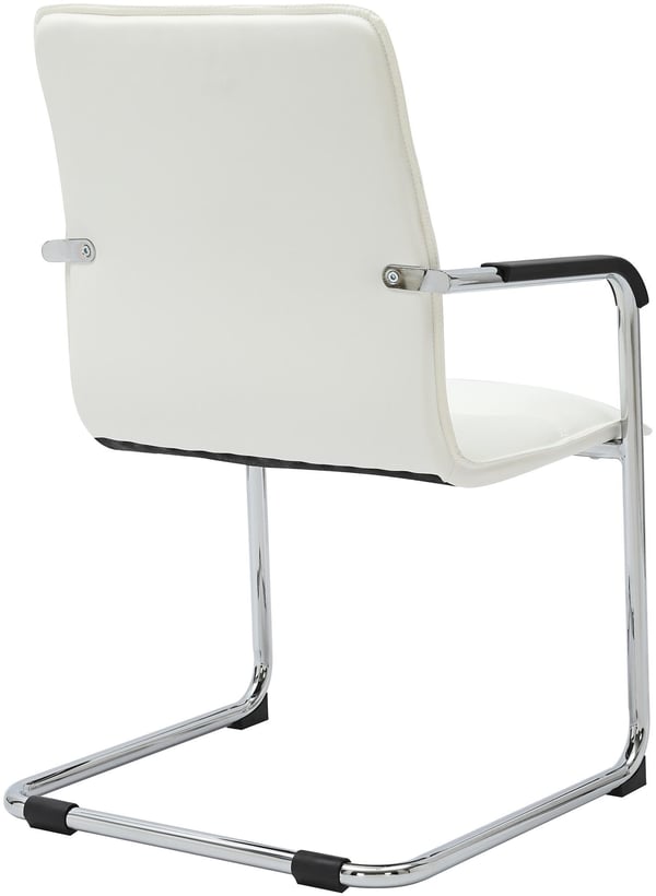 Fritsvingerstol med armlaen Seattle, moderne polstret spisebordsstol i kunstlaeder, stel i kromlook