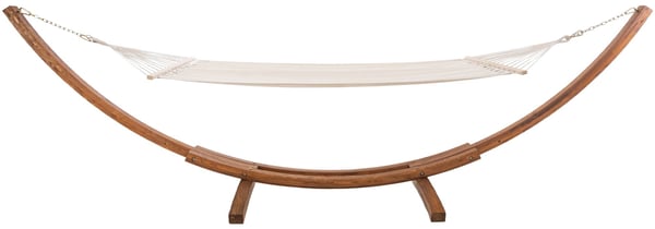 Fristaende hammock Miramar med eucalyptusram i tra, hammockstaellning upp till 150 kg, foer traedgaard, uteplats, balkong