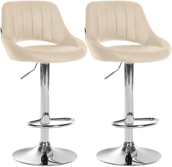 Barstol 2-pack hojdjusterbar med ryggstod Milet, vadderade barstolar i konstlader, snurrbara stolar med metallstativ