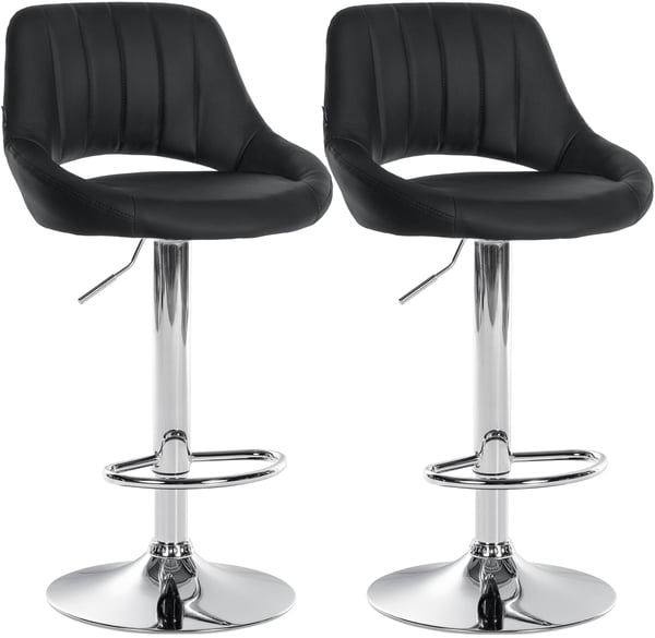 Barstol 2-pack hojdjusterbar med ryggstod Milet, vadderade barstolar i konstlader, snurrbara stolar med metallstativ