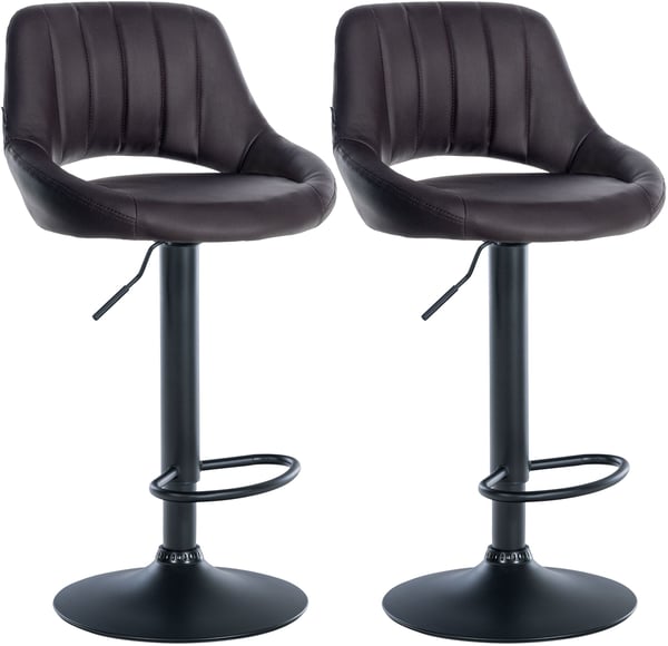 Barstol 2-pack hojdjusterbar med ryggstod Milet, vadderade barstolar i konstlader, snurrbara stolar med metallstativ