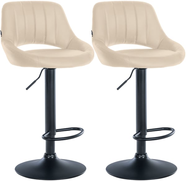 Barstol 2-pack hojdjusterbar med ryggstod Milet, vadderade barstolar i konstlader, snurrbara stolar med metallstativ