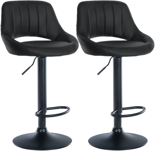 Barstol 2-pack hojdjusterbar med ryggstod Milet, vadderade barstolar i konstlader, snurrbara stolar med metallstativ