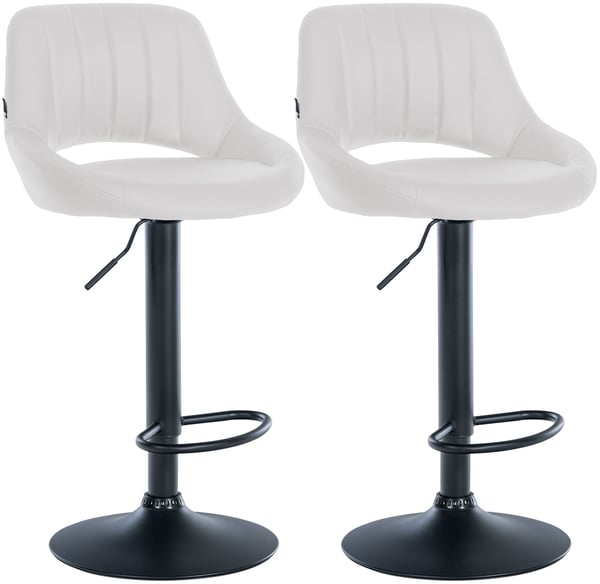Barstol 2-pack hojdjusterbar med ryggstod Milet, vadderade barstolar i konstlader, snurrbara stolar med metallstativ