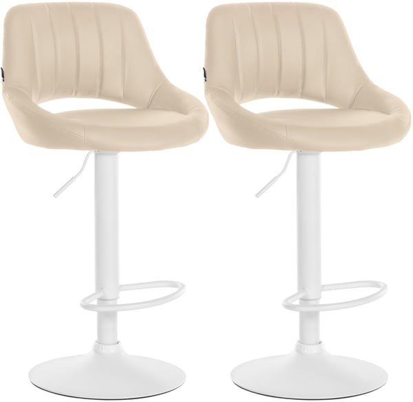 Barstol 2-pack hojdjusterbar med ryggstod Milet, vadderade barstolar i konstlader, snurrbara stolar med metallstativ