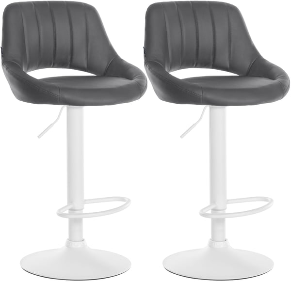 Barstol 2-pack hojdjusterbar med ryggstod Milet, vadderade barstolar i konstlader, snurrbara stolar med metallstativ