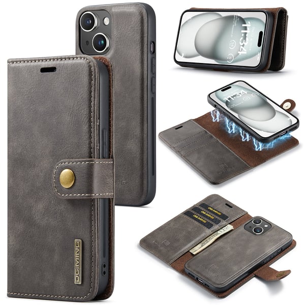 iPhone 14 - Elegant Plånboksfodral med Avtagbart Skal
